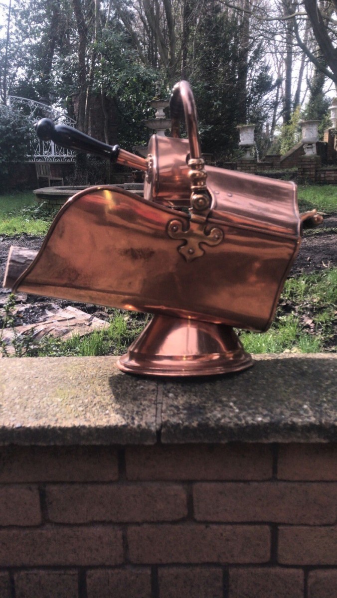 Primary image for Fine Period 1820 Georgian Helmet Coal Scuttle With Original Coat Shovel