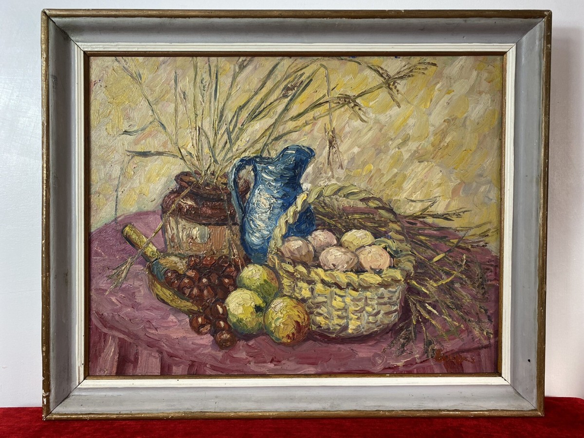 Primary image for French Impressionist Oil Artwork Of Harvest Fruits After Claude Monet