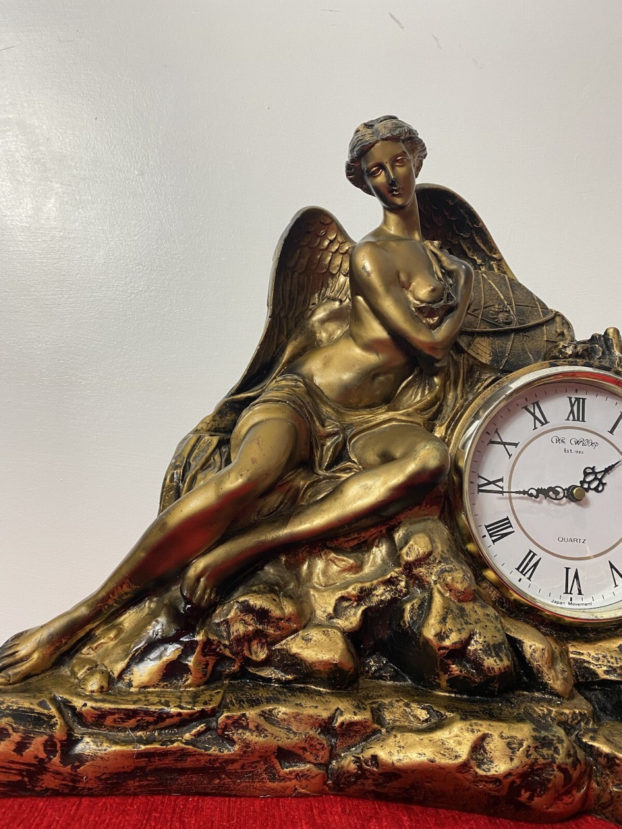 Classical Athen Goddess Of Wisdom Ornate Gilded Mantle Clock W M Widdop Movement