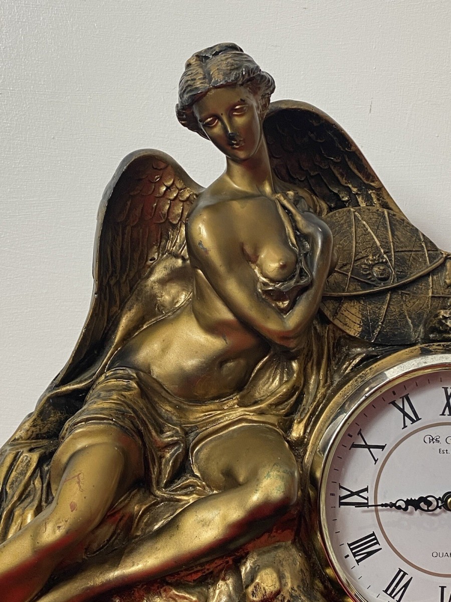 Classical Athen Goddess Of Wisdom Ornate Gilded Mantle Clock W M Widdop Movement