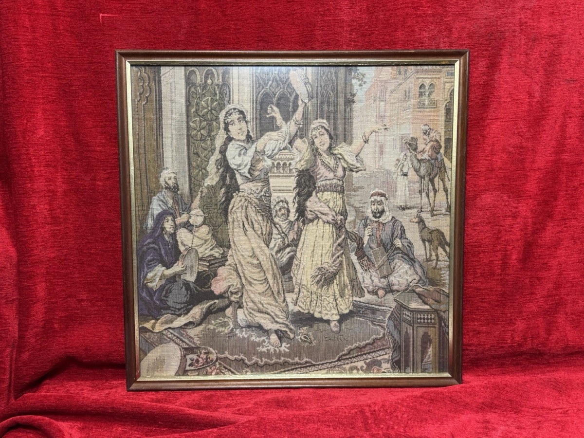 Middle Eastern 'arabian Nights' Silk Work Tapestry Wall Hanging