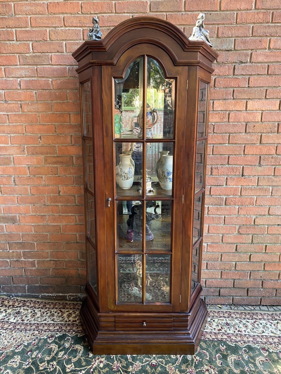 Primary image for Fine Georgian Style Berger Master Tall Curved Display Cabinet In Solid Elm Wood