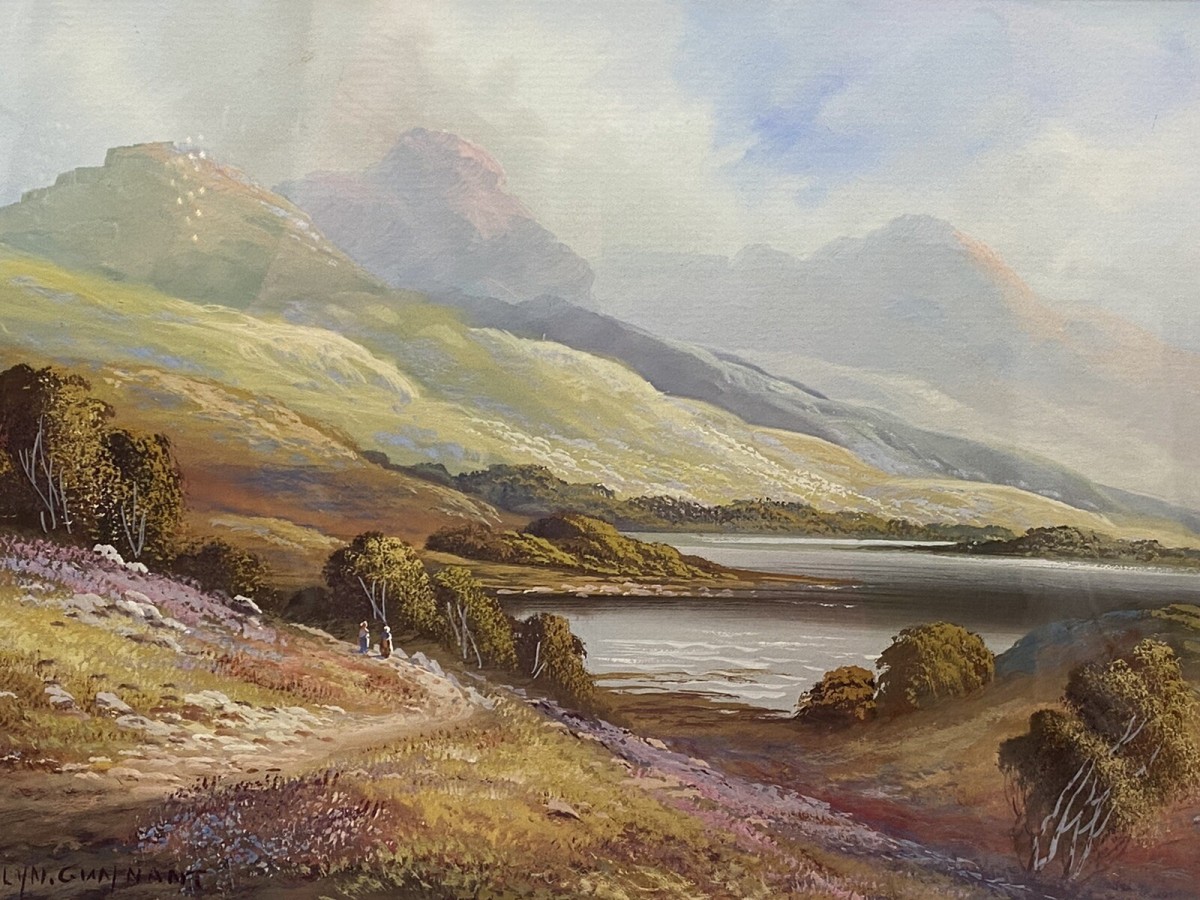Stunning Pair Of Glazed Gouache Impressionist Paintings By Artist H T Watson