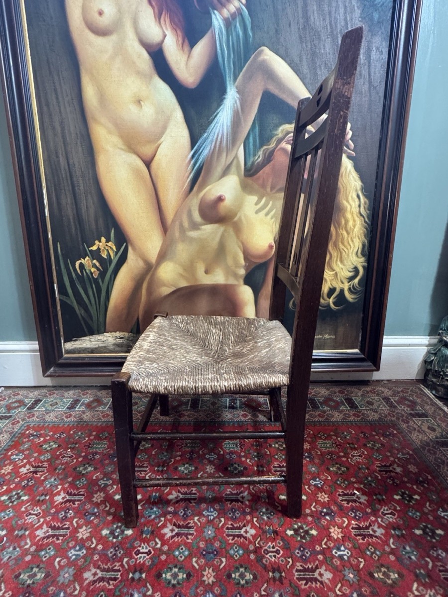 Antique Arts & Crafts Liberty & Co Circa 1900 Rush Seat Chair