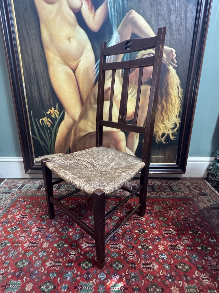 Antique Arts & Crafts Liberty & Co Circa 1900 Rush Seat Chair