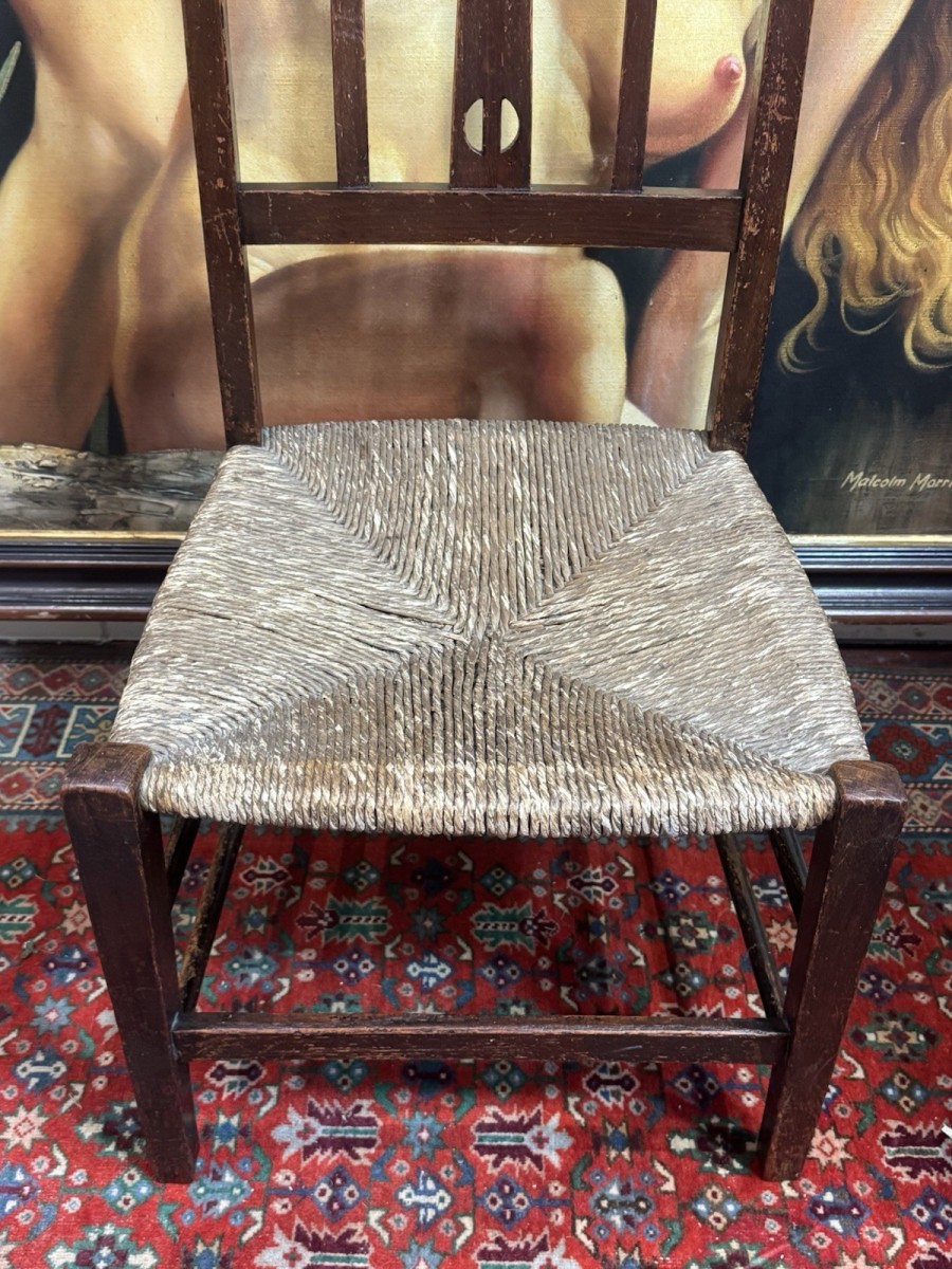 Antique Arts & Crafts Liberty & Co Circa 1900 Rush Seat Chair