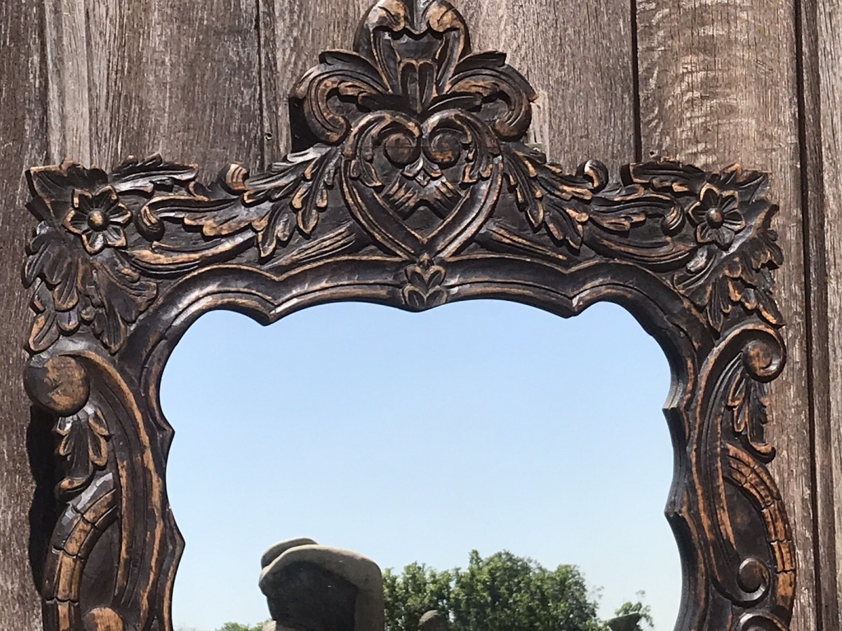 Beautiful Ornate Floral Hand Carved 19th Century Jacobean Pier Glass Mirror