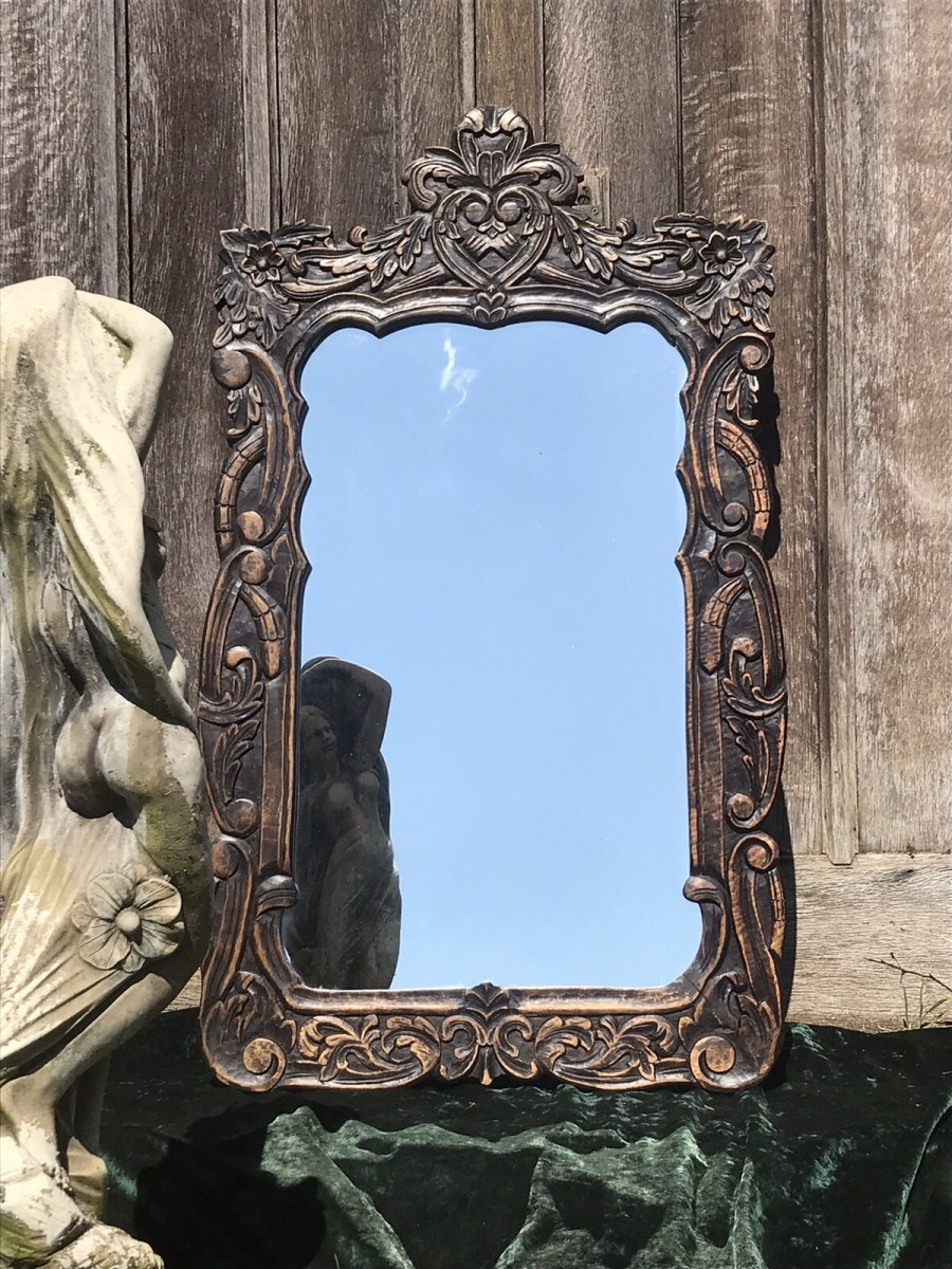 Beautiful Ornate Floral Hand Carved 19th Century Jacobean Pier Glass Mirror
