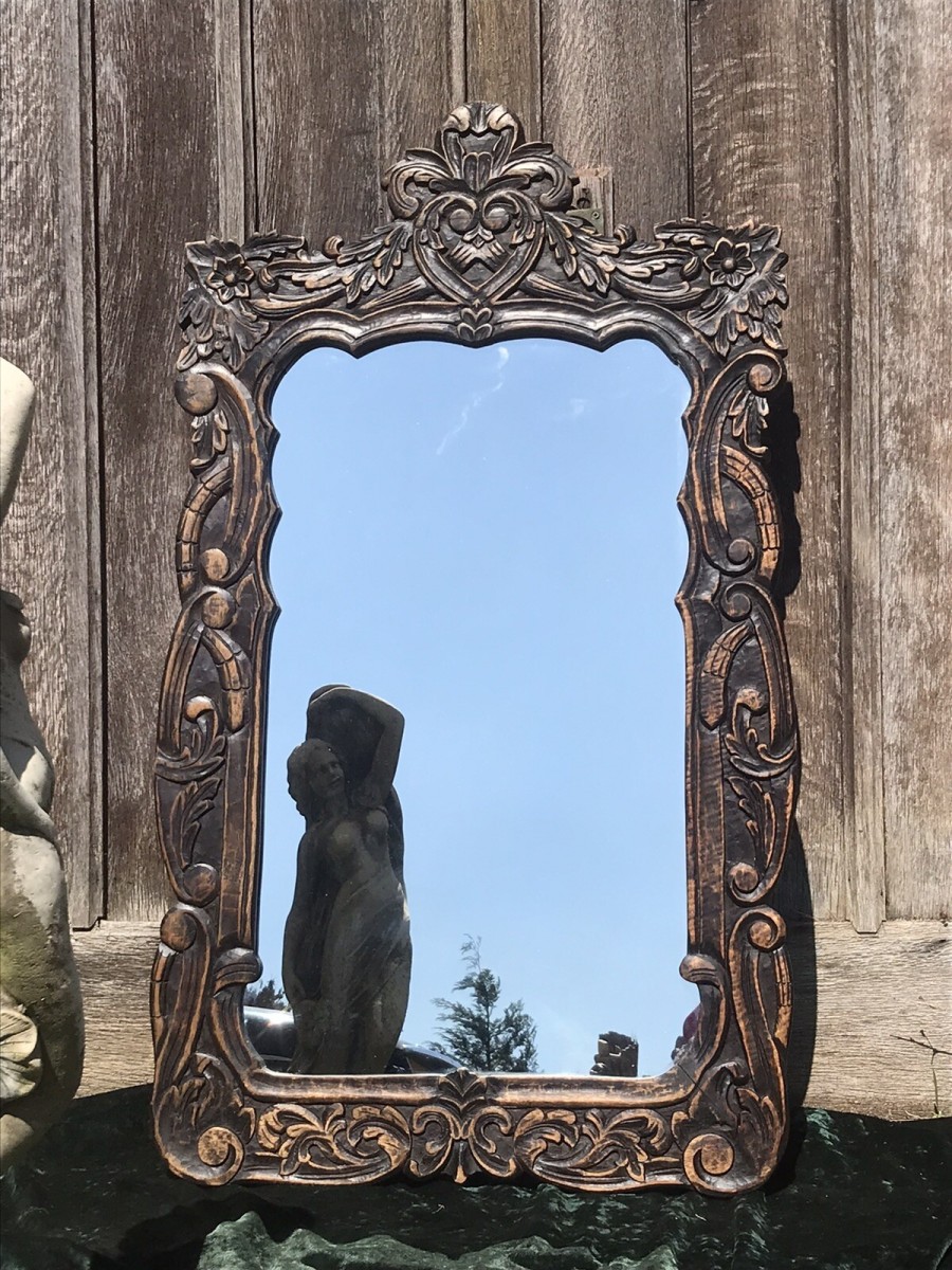 Beautiful Ornate Floral Hand Carved 19th Century Jacobean Pier Glass Mirror