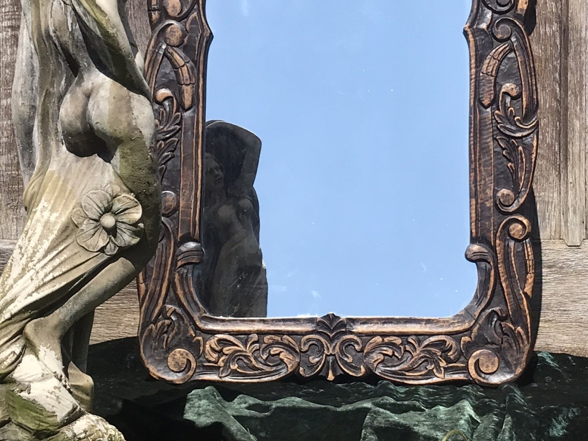 Beautiful Ornate Floral Hand Carved 19th Century Jacobean Pier Glass Mirror