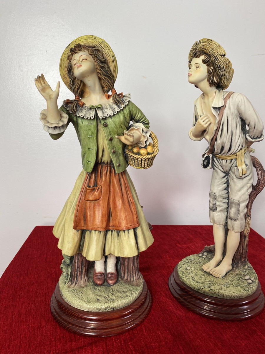 Pair Of Charming Porcelain Capodimonte Kissing Statuettes