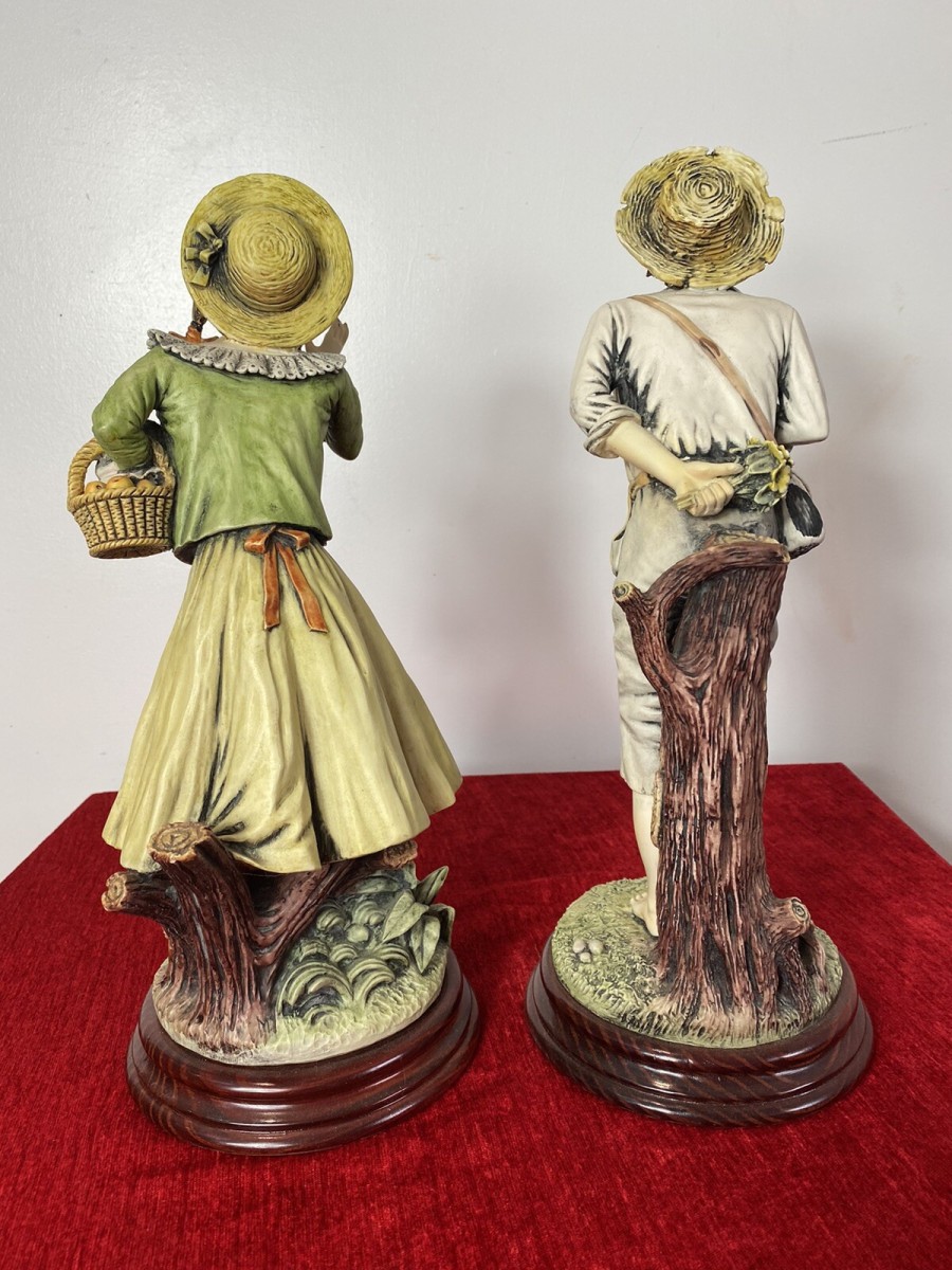 Pair Of Charming Porcelain Capodimonte Kissing Statuettes
