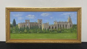 Historic Witley Court British Heritage Oil Painting Signed By Artist Pearl Bowl. Composition - Oil On Canvas Circa - 1920/30’s Beautifully Detailed Oil Painting Of Historic Stately Home Witley Court And Gardens Which Has Sadly Stood In Ruin Since 1937 After A Catastrophic Fire. Signed By Artist Pearl Bowl. Formally The Home Of The Foley Family Through Eight Generations, Whom Reworked The Historic Estate From A Humble Georgian Manor House To The Palatial Stately Home It Became In 1920’s. Under Its Final Owner Herbert Smith In 1972 The Palatial Home Was Now Derelict And Was Issued With A Compulsory Guardianship By British Heritage. High Quality Painting By Accomplished Artist. A Beautiful British Historic Monument In Gilt Frame. Dimensions In Inches Frame Height 9.5” Width 19 3/4” Painting Height 7 1/4” Width 17.5”