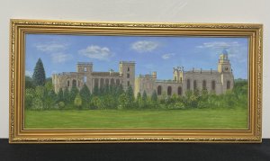 Historic Witley Court British Heritage Oil Painting Signed By Artist Pearl Bowl. Composition - Oil On Canvas Circa - 1920/30’s Beautifully Detailed Oil Painting Of Historic Stately Home Witley Court And Gardens Which Has Sadly Stood In Ruin Since 1937 After A Catastrophic Fire. Signed By Artist Pearl Bowl. Formally The Home Of The Foley Family Through Eight Generations, Whom Reworked The Historic Estate From A Humble Georgian Manor House To The Palatial Stately Home It Became In 1920’s. Under Its Final Owner Herbert Smith In 1972 The Palatial Home Was Now Derelict And Was Issued With A Compulsory Guardianship By British Heritage. High Quality Painting By Accomplished Artist. A Beautiful British Historic Monument In Gilt Frame. Dimensions In Inches Frame Height 9.5” Width 19 3/4” Painting Height 7 1/4” Width 17.5”