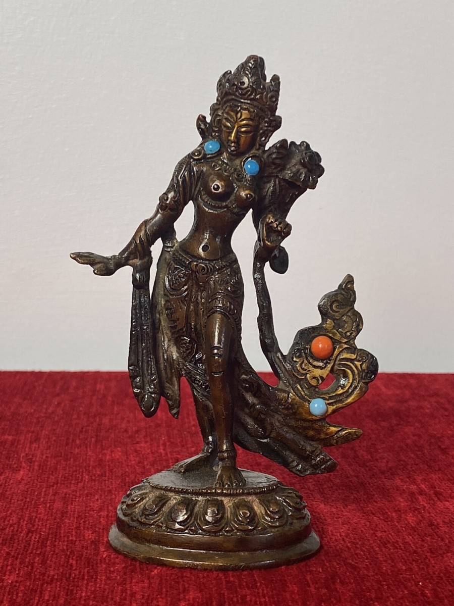 Primary image for Miniature Cold Painted Bronze Statue Of Belly Dancer With Semi Precious Stones