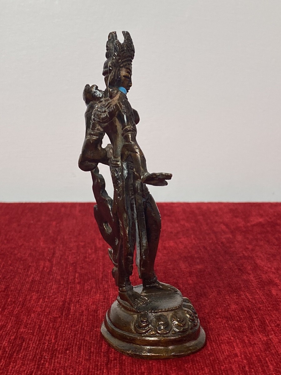 Miniature Cold Painted Bronze Statue Of Belly Dancer With Semi Precious Stones