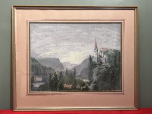 Original Dutch School Pastel Landscape Painting Dated -1987 Composition - Pastel On Vellum Listing Description Original Artwork Of Dutch Landscape Scene. Dark Colour Palette Greys And Deep Green Hues. Signed by Artist and Dated 1987. Dimensions In Cms Height 54.5cm X Width 65cm For Further Information Please Call The Curator On 07707 488566 Thank-you