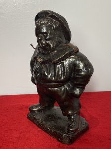 18th Century Treacle Glazed Pottery Tobacco Jar . Origin - Bristol Composition- Pottery Circa - 18C Charming Character Jar Depicting Man With Rounded Belly Smoking A Metal Pipe. Lift Off Top Lid To Reveal Tobacco Storage. Original Condition With Signs Of Wear And Usage Due To Age. Dimensions In Inches Height Width Depth