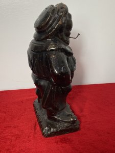 18th Century Treacle Glazed Pottery Tobacco Jar . Origin - Bristol Composition- Pottery Circa - 18C Charming Character Jar Depicting Man With Rounded Belly Smoking A Metal Pipe. Lift Off Top Lid To Reveal Tobacco Storage. Original Condition With Signs Of Wear And Usage Due To Age. Dimensions In Inches Height Width Depth