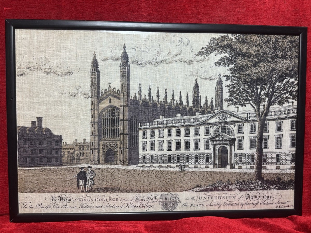 Primary image for View Of Kings College University Of Cambridge P S Lamborne Hessian Screen Print