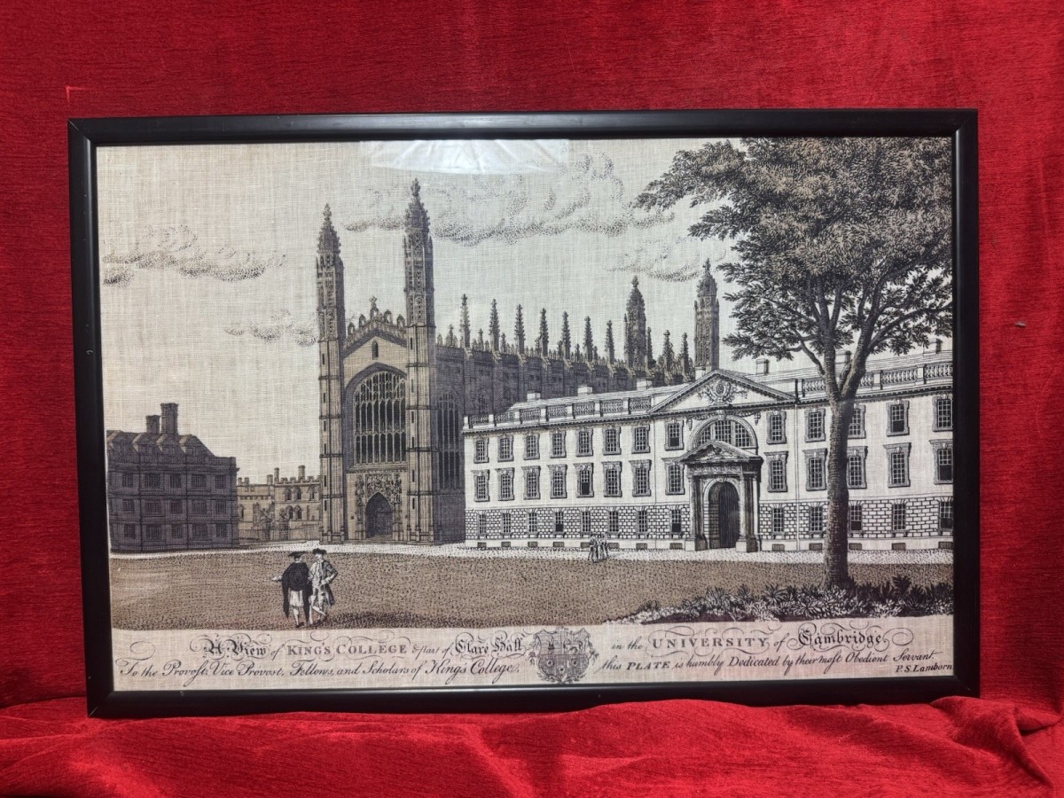 View Of Kings College University Of Cambridge P S Lamborne Hessian Screen Print