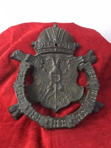 Fine Antique French 18th Century Bronze Noblemans Door Knocker. Breath Taking Bronze Door Knocker Purchased From Nobleman’s Chateau In Rueon France. Beautiful Backplate With Crown On Top And Large Double Headed Eagle Coat Of Arms Crest At The Centre. Unusual Wooden Log Shaped Sections Appear From Behind The Coat Of Arms. Heavy Horseshoe Shaped Knocker Handle Encrusted With Floral Motifs. Exceptional Fine Engraving With Original Patina In Excellent Condition. Cast In Quality Solid Bronze. Provenance Purchased From Exquisite Chateau In Rueon Area,France. Now Part Of Hiatoric Lord Hill Museum Collection Dimensions In Inches Height 9” Width 7.5” Depth 1 1/4 Weight Approx 12Kg