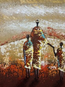 20th Century Traditional African Figural Tribal Art Oil Painting Circa - 1970 Composition - Acrylic On Stretched Canvas. Listing Description Original African Tribal Artwork In Textural Acrylic Paint. Artwork Depicts Three Figures (Women And Children) Walking In Vibrant Landscape. Striking Hues Of Rich Rust, Burnt Orange, Brown, Yellow, Beige. Stunning Conversation Piece. Unsigned. Dimensions In Cms 61cm X Width 60cm For Further Information Please Call The Museum Curator On 07707 488566 Thank-you