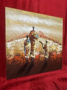 20th Century Traditional African Figural Tribal Art Oil Painting Circa - 1970 Composition - Acrylic On Stretched Canvas. Listing Description Original African Tribal Artwork In Textural Acrylic Paint. Artwork Depicts Three Figures (Women And Children) Walking In Vibrant Landscape. Striking Hues Of Rich Rust, Burnt Orange, Brown, Yellow, Beige. Stunning Conversation Piece. Unsigned. Dimensions In Cms 61cm X Width 60cm For Further Information Please Call The Museum Curator On 07707 488566 Thank-you