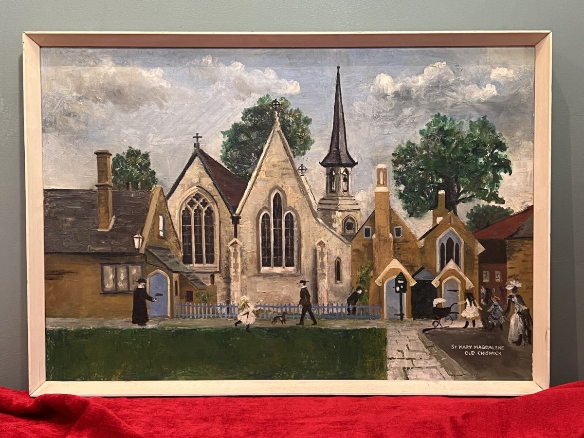 Contemporary Naïve St Mary Magdalene Old Chiswick Oil Painting On Canvas