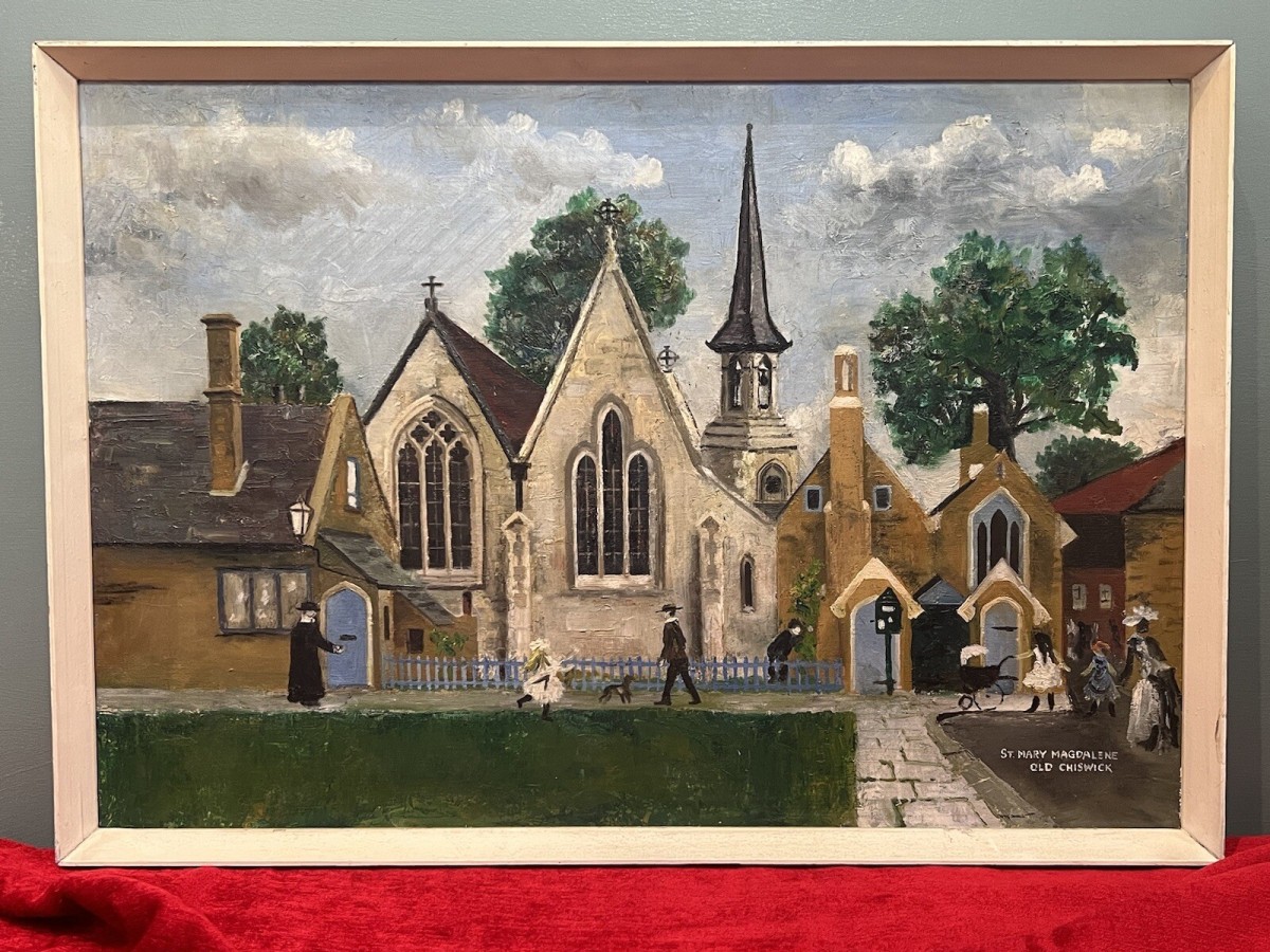 Contemporary Naïve St Mary Magdalene Old Chiswick Oil Painting On Canvas