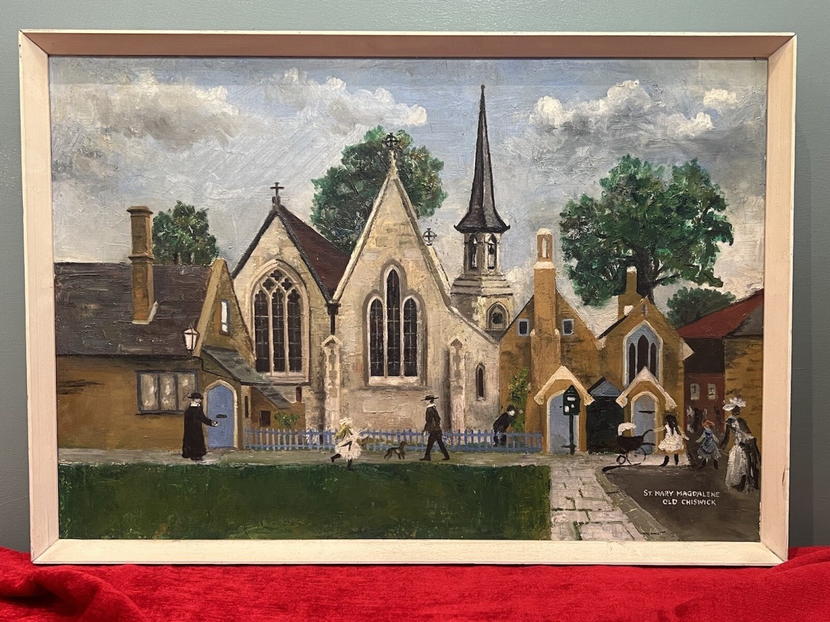 Contemporary Naïve St Mary Magdalene Old Chiswick Oil Painting On Canvas