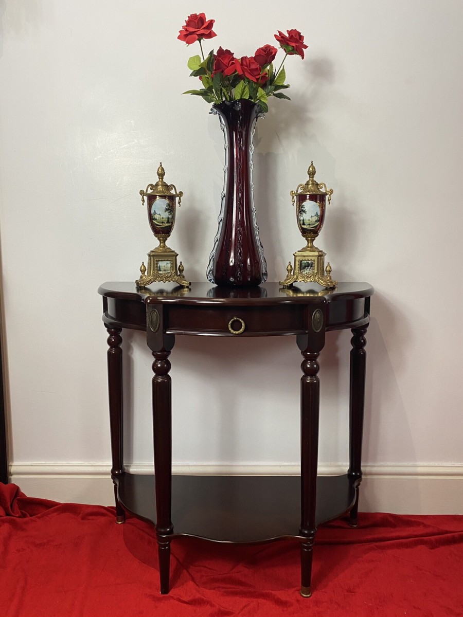 Primary image for Vintage Regency Style Cherry Mahogany Demi-lune Occasional Hall Table