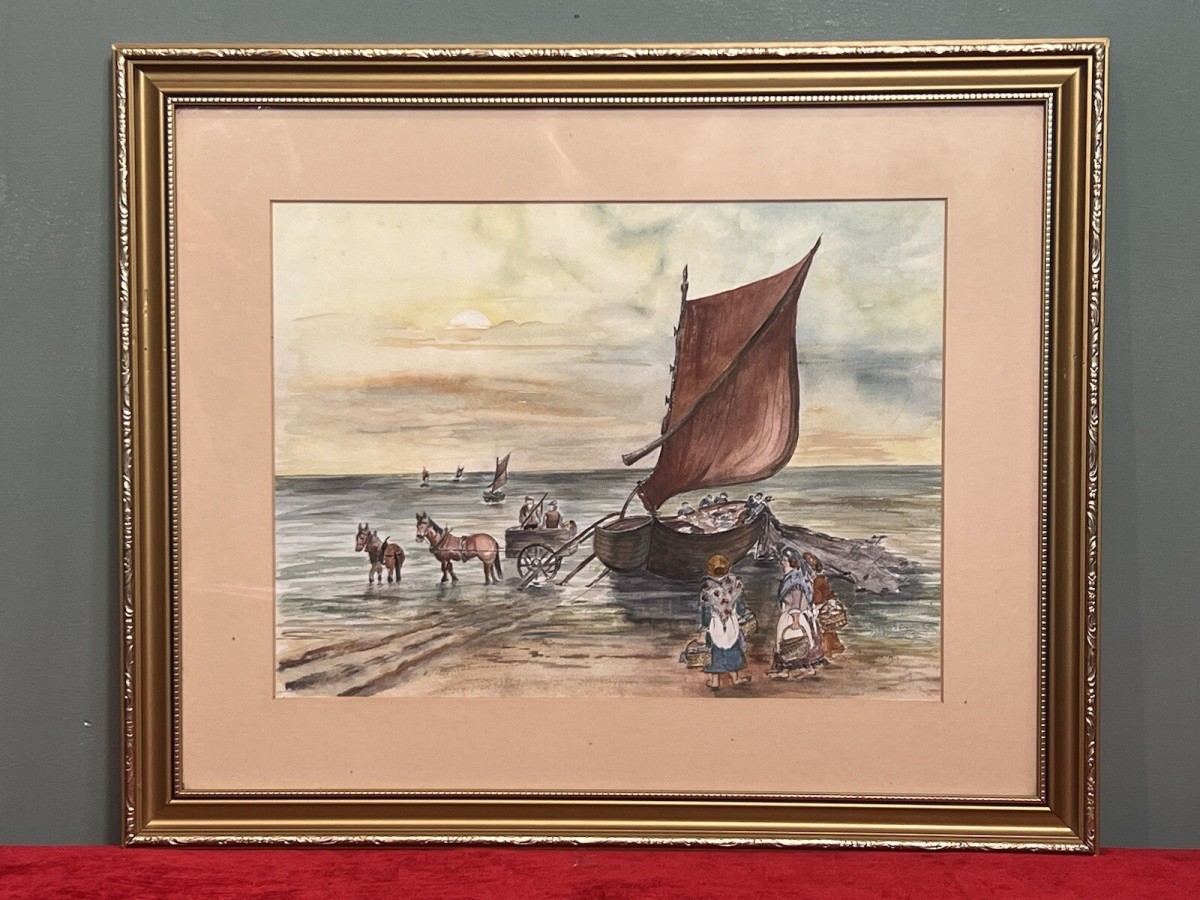 20th Century Watercolour Painting Titled 'lusty Gaze' By Artist Daphne Lough