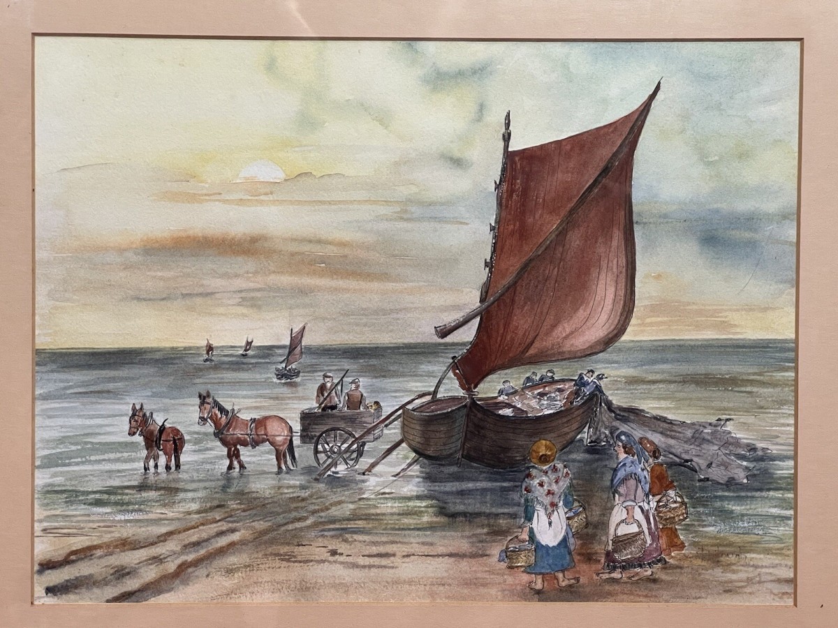 20th Century Watercolour Painting Titled 'lusty Gaze' By Artist Daphne Lough