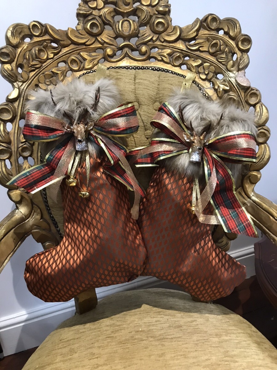Primary image for Luxury Monarch Of The Glen Designer Reindeer Fauxfur Christmas Stockings