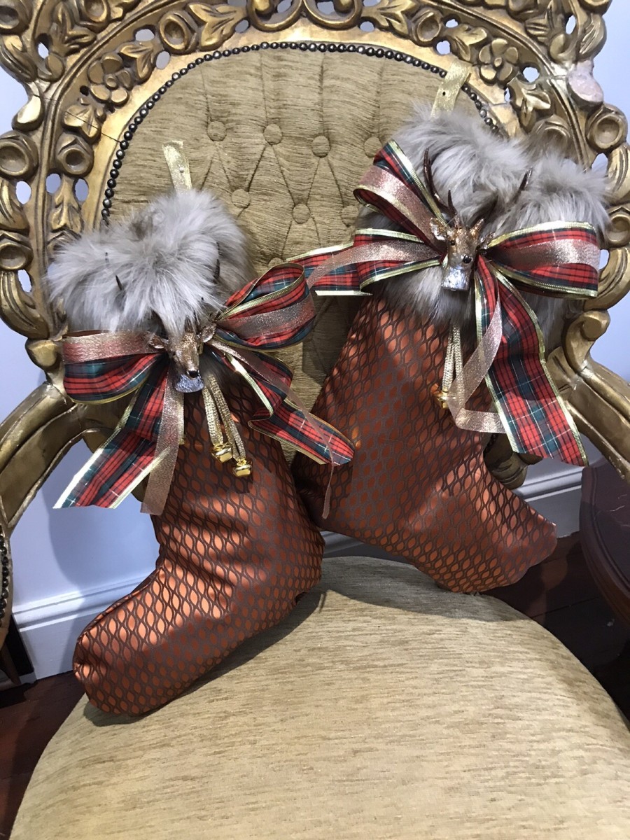 Luxury Monarch Of The Glen Designer Reindeer Fauxfur Christmas Stockings