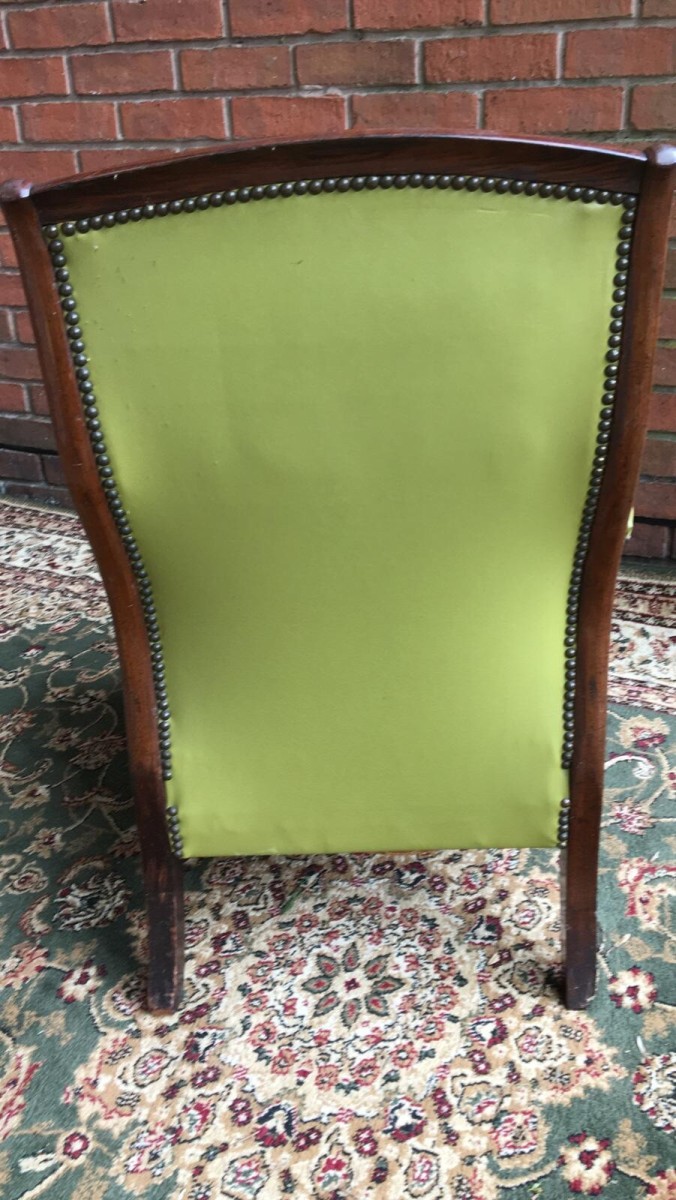 William Iiii Period Rosewood & Olive Green Leather Library Chair