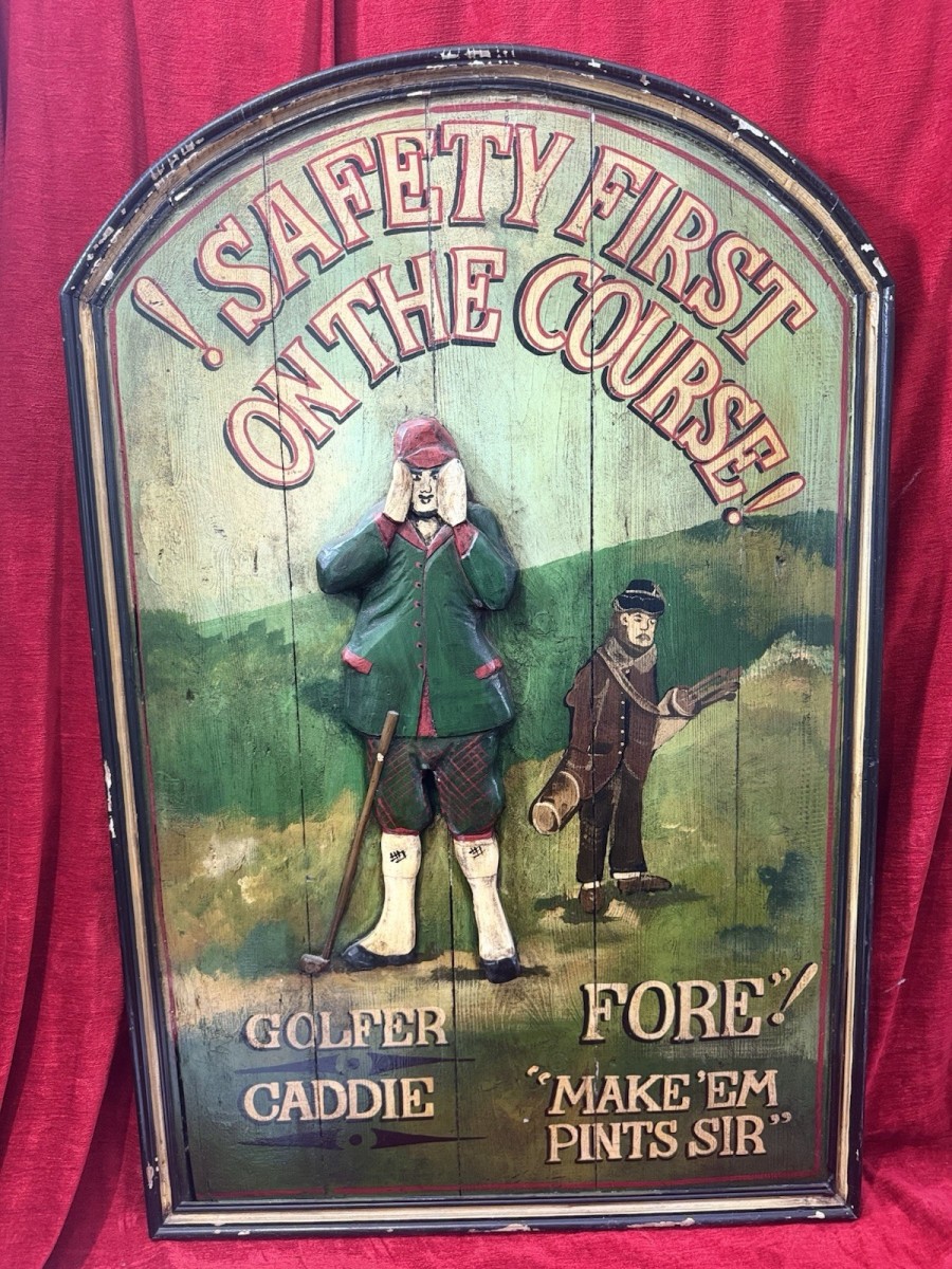 Primary image for Large Golf Enthusiasts ‘etiquette Rules Of Safety’ Humorous Wooden Sign Plaque
