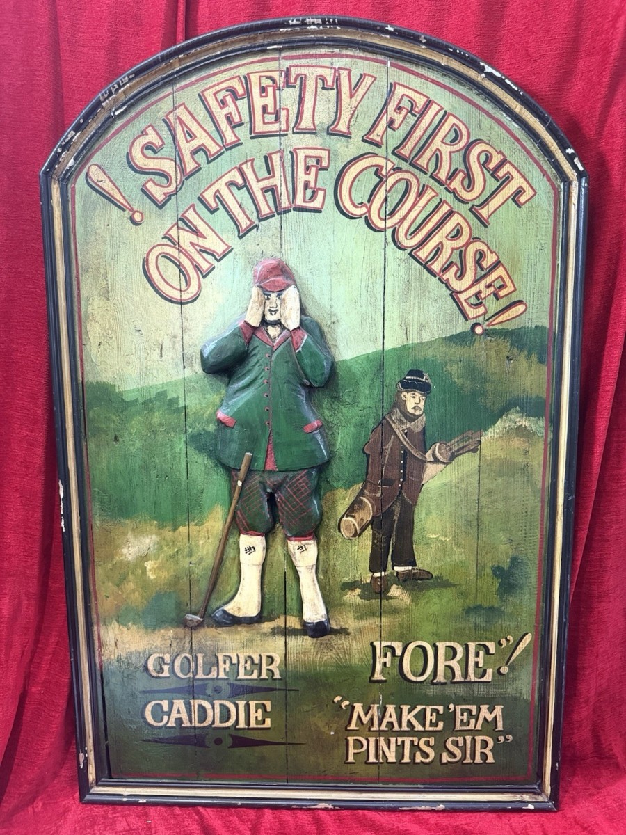 Large Golf Enthusiasts ‘etiquette Rules Of Safety’ Humorous Wooden Sign Plaque