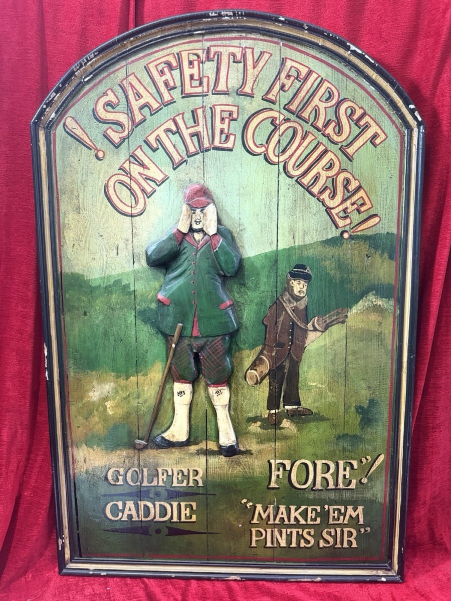 Large Golf Enthusiasts ‘etiquette Rules Of Safety’ Humorous Wooden Sign Plaque