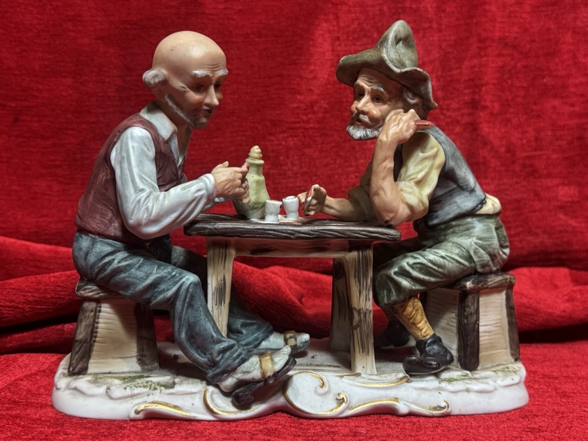 Primary image for Old Poker Playing Friends Capodimonte Porcelain Figurine