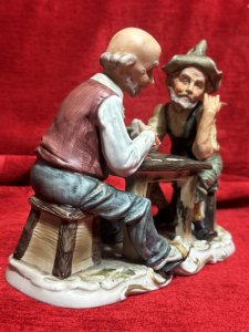 Old Poker Playing Friends Capodimonte Porcelain Figurine Composition - Hard Paste Porcelain Listing Description Italian Capodimonte Figurine of Two Elder Gentlemen Playing Poker. Charming Piece. Stunning Condition. Dimensions in Cms Height 19cm X Width 23cm X Depth 12cm