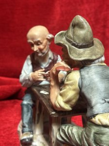 Old Poker Playing Friends Capodimonte Porcelain Figurine Composition - Hard Paste Porcelain Listing Description Italian Capodimonte Figurine of Two Elder Gentlemen Playing Poker. Charming Piece. Stunning Condition. Dimensions in Cms Height 19cm X Width 23cm X Depth 12cm
