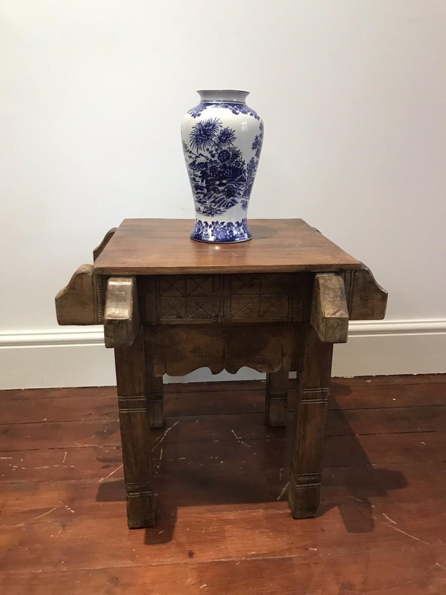 Quality Carved Teak Milasian Console Table With Buttress Supports