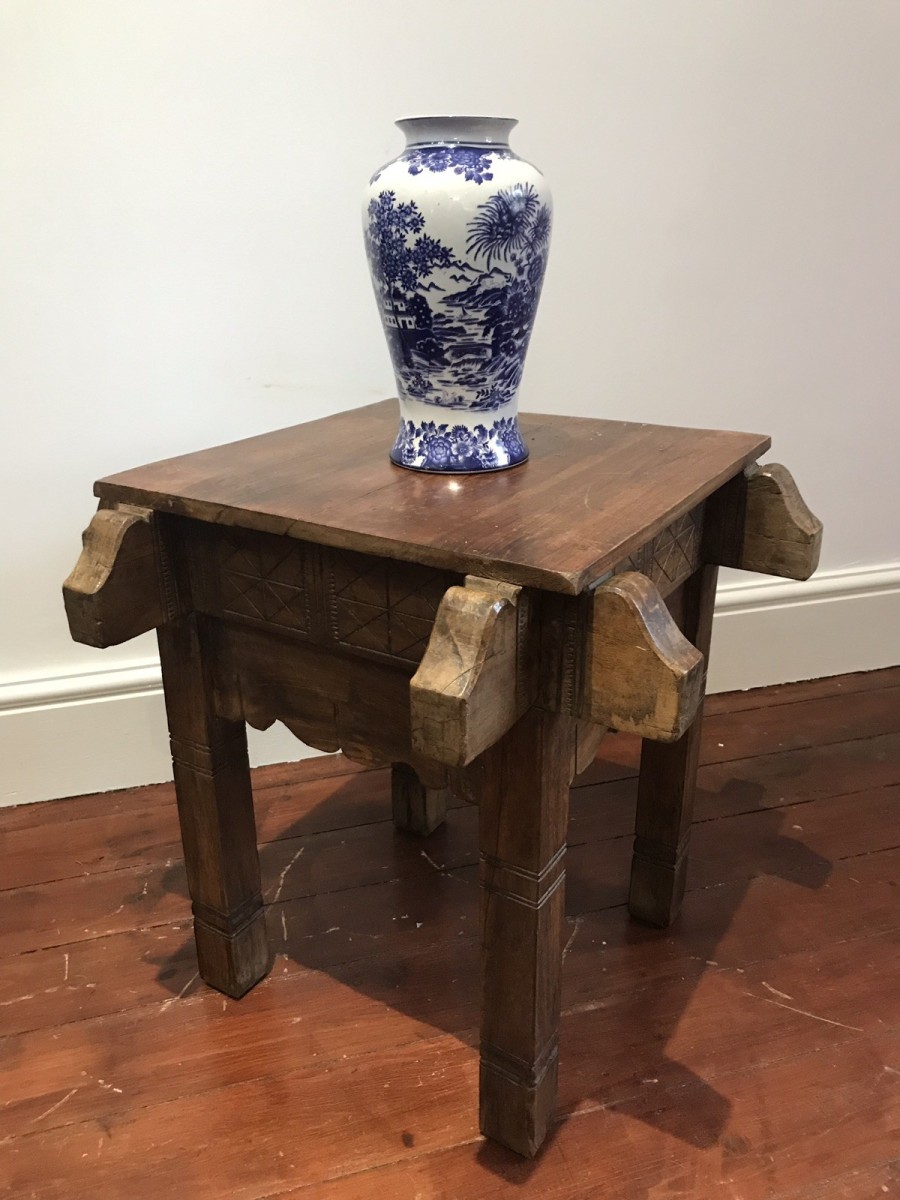 Quality Carved Teak Milasian Console Table With Buttress Supports