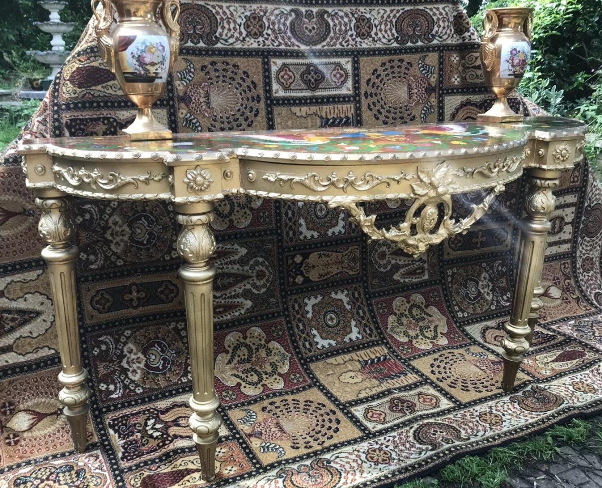 Historic Console Table Hand Painted By Anglican Bishop Of Dorchester Cathedral