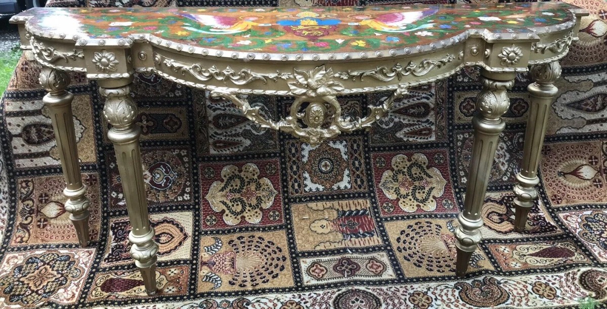 Historic Console Table Hand Painted By Anglican Bishop Of Dorchester Cathedral