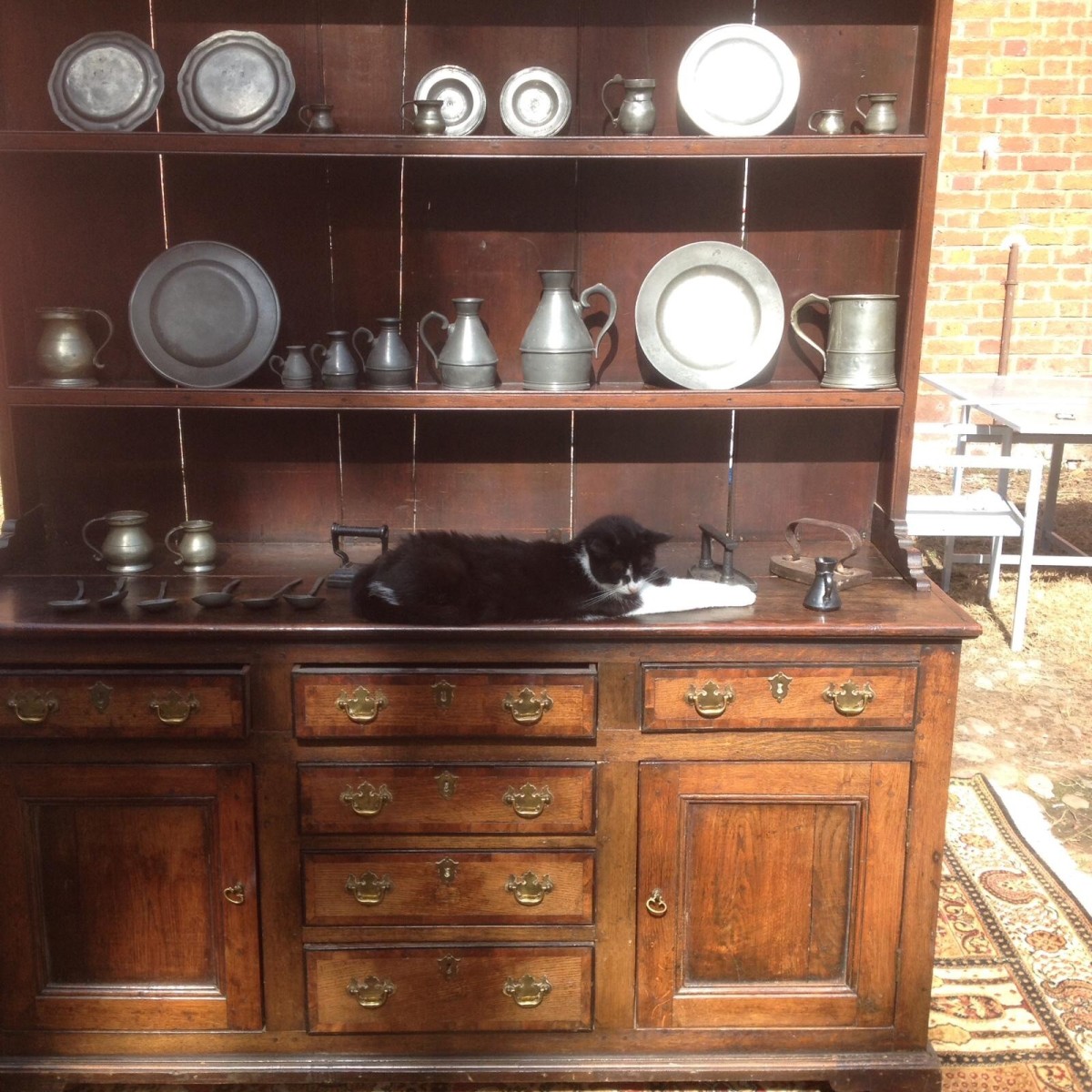 Primary image for 18th Century Period Oak Lancashire Dresser Complete With Pewter Collection