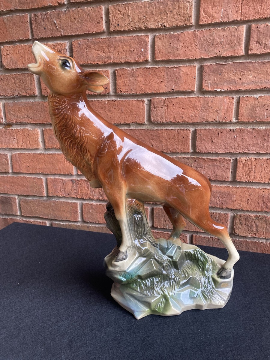 Primary image for Rare Art Deco Lustreware Large Deer Figurine Byjema Holland Foundry Mould No25