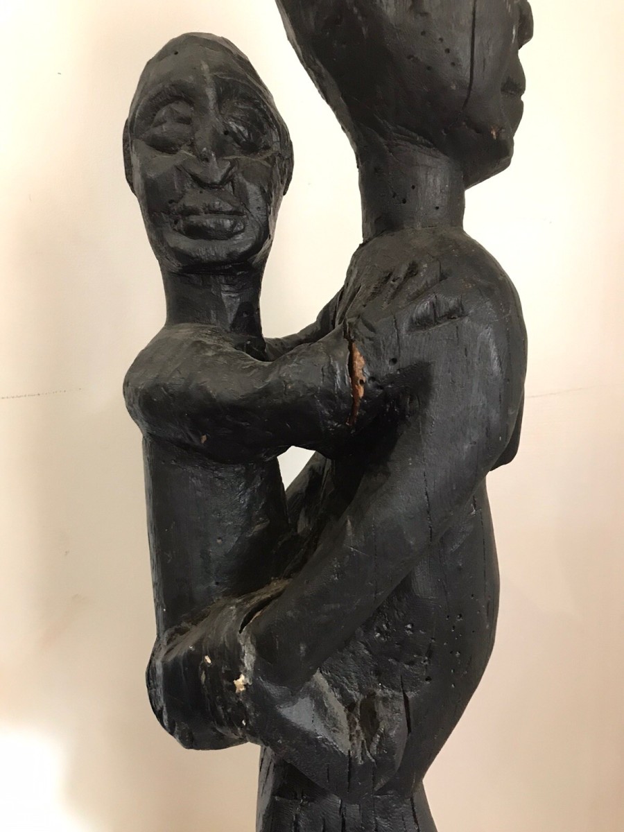 Museum Grade African Primitive Congo Style Wood Carving Mother And Child